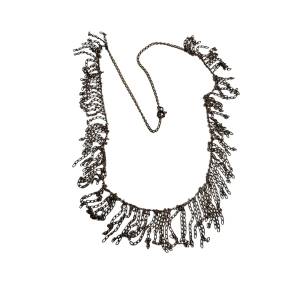 Gold Tone Silver Tone Chain Statement Necklace 20 Inch - Picture 9 of 10